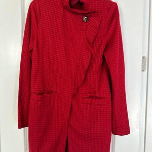 Red 3/4 length Cabi Red houndstooth jacket, Medium
